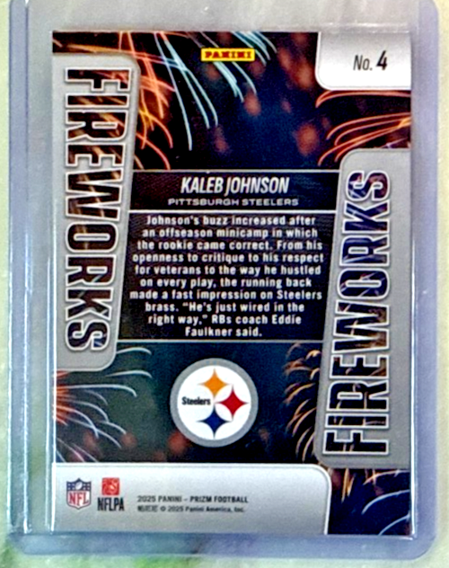 Kaleb Johnson RC 2025 Panini Prizm Fireworks Insert Rookie Card