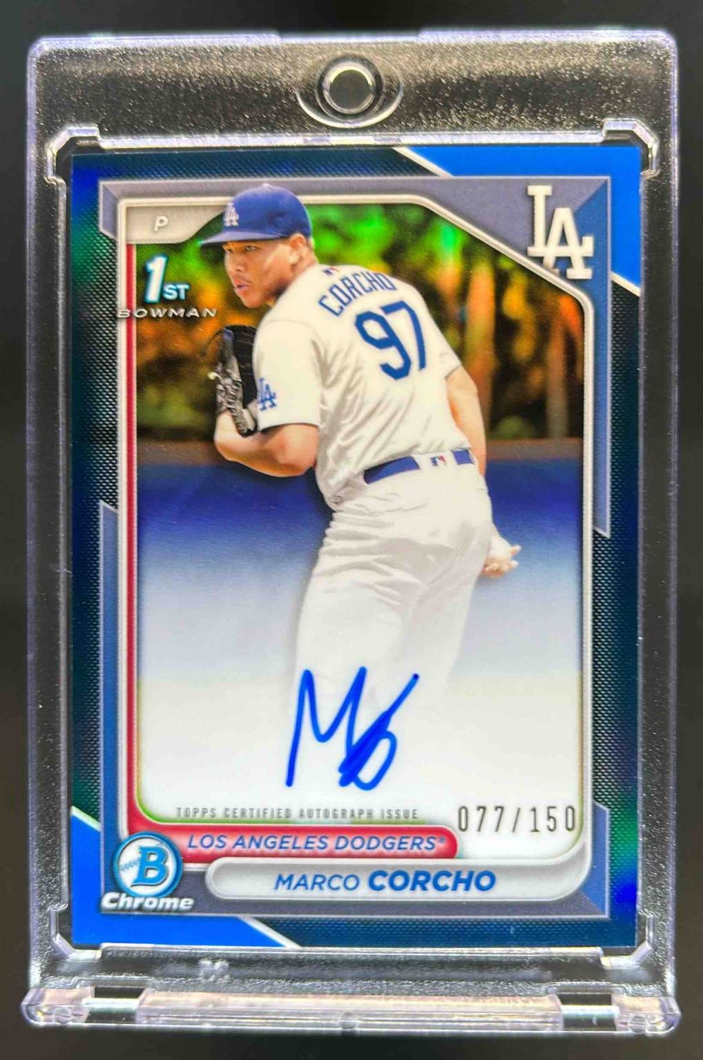 2024 Bowman Chrome Marco Corcho Auto Blue Refractor 1st #77/150 Dodgers