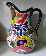 Talavera Mexican LARGE COLOURFUL JUG / PITCHER H28.5cm - Genuine Made in Mexico