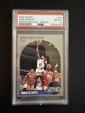 NBA 1990 Hoops Sam Vincent #223 PSA 8 Base Set Magic (Michael Jordan in frame) 