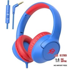 Kids Headphones for School, 85/94 dB Volume Limit, Wired Over Ear Blue