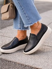Vionic Kearny Slip On Shoes Black Leather Comfort Sneaker Women 8