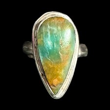 Peruvian Opal Ring Size 7 Set In 925 Sterling Silver Fancy Band- NEW - US SELLER