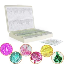 100 Microscope Slides with Specimens for Kids and Adults, Prepared Microscope...
