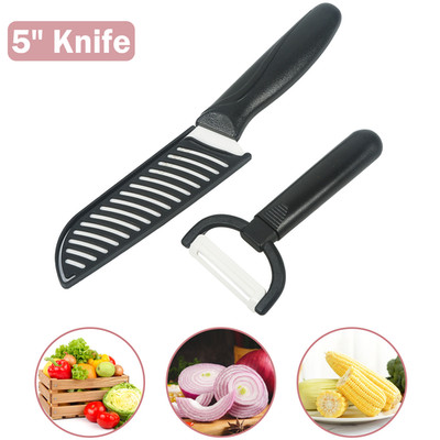 5'' Blade Sharp Ceramic Santoku Knife Kitchen Knives Set Peeler Fruit Vegetable