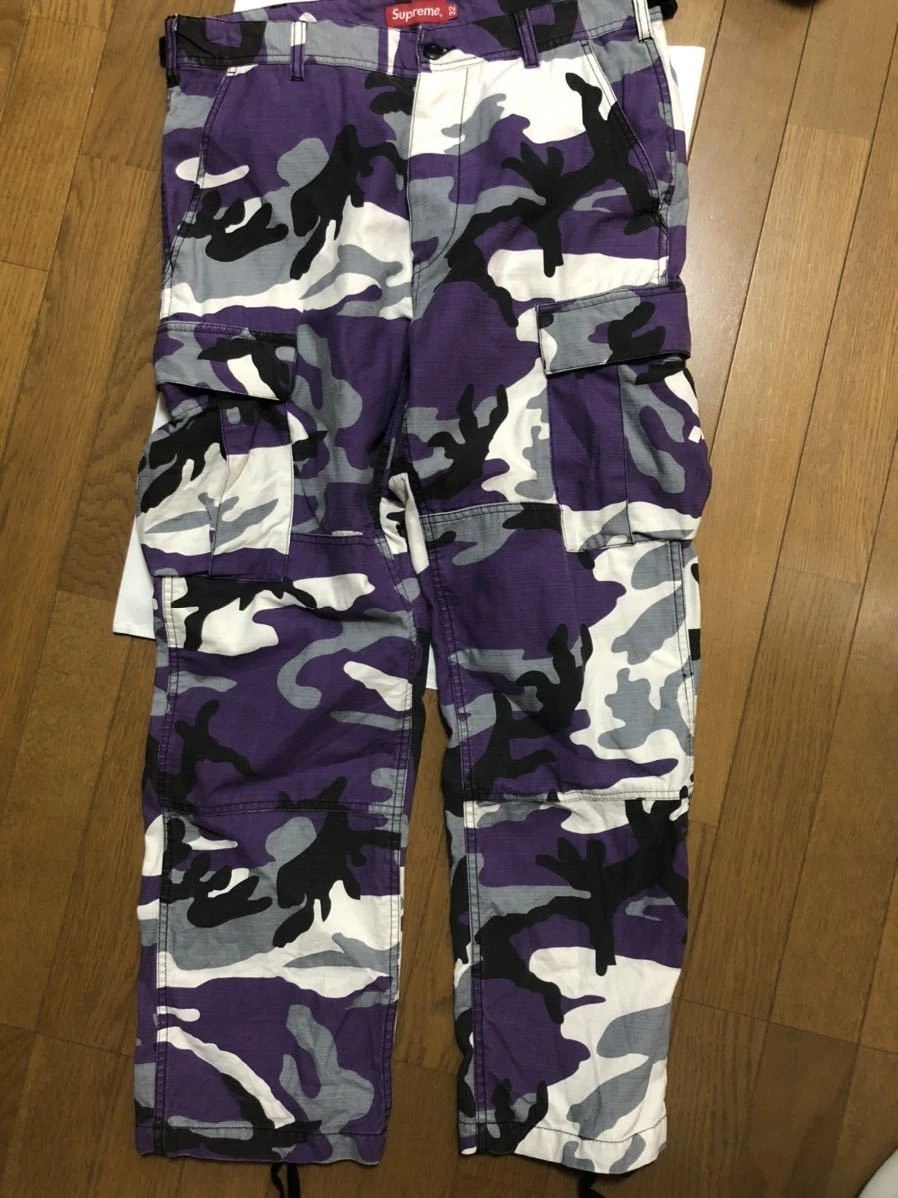 Pantalon cargo suprême pantalon cargo Supreme 16AW 32 militaire camouflage pantalon de travail violet