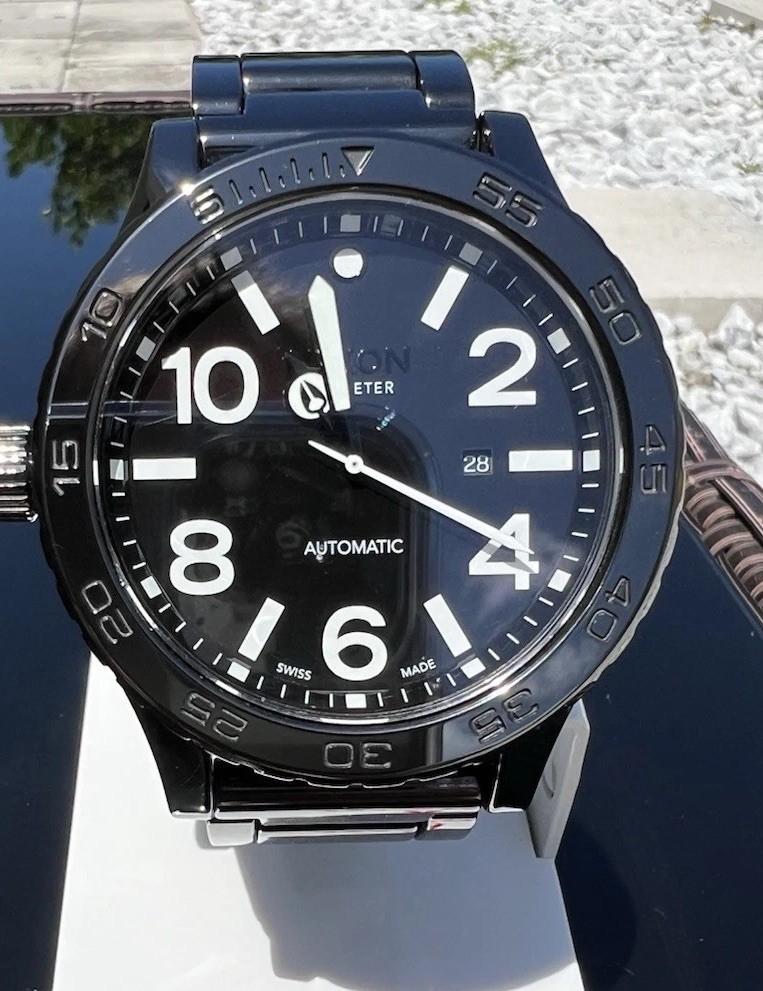 Nixon 51-30 Ceramic Swiss Automatic All Black Watch Rare USA Seller