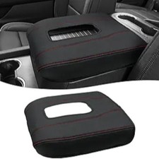 Center Console Cover for Accessories, Bucket Seat, PU Leather Black red
