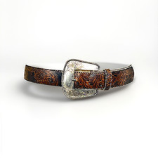 Absolutely Fresh Rustic Cowgirl Western Brown Embossed leather belt