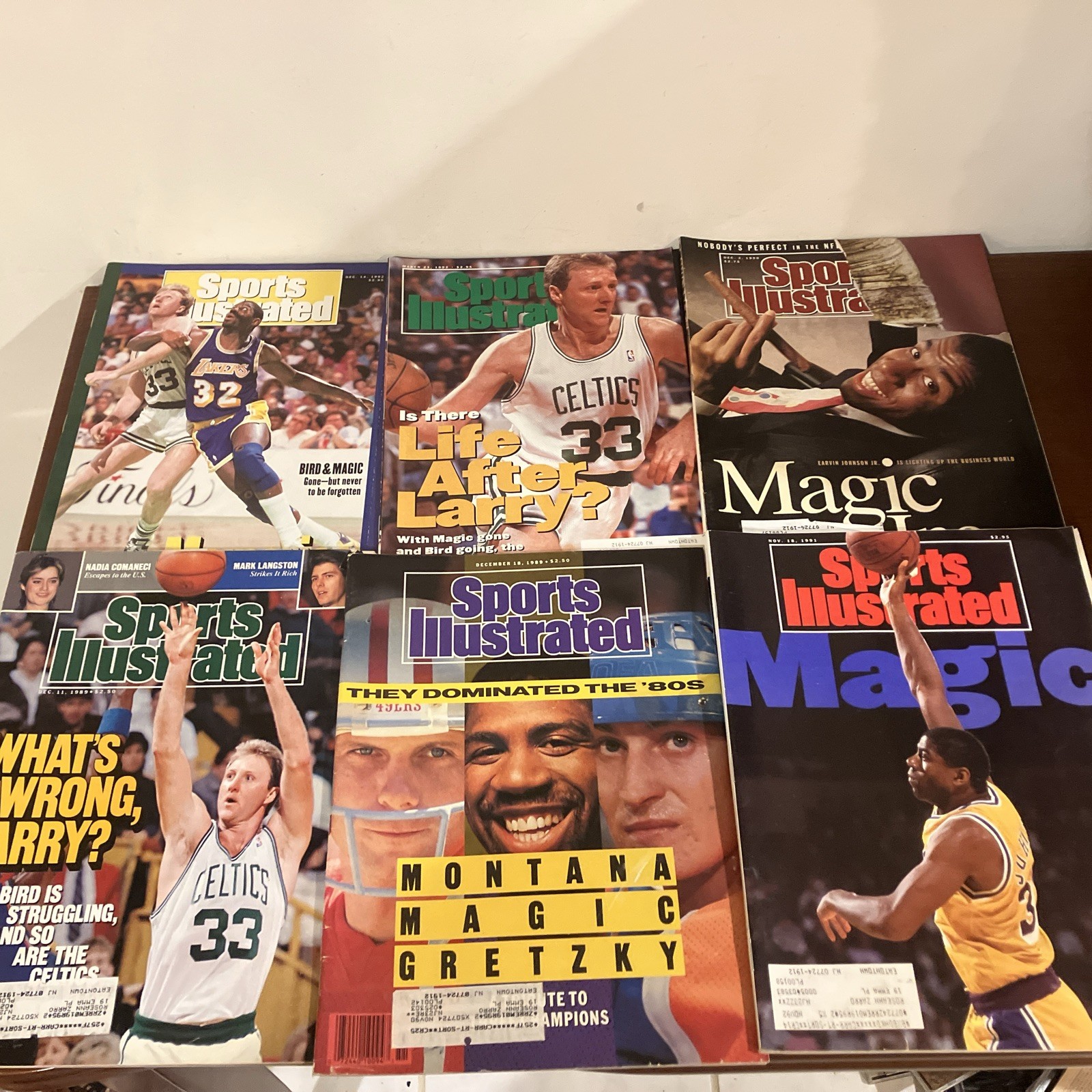 Lot Of 6 Magic Johnson & Larry Bird Sports Illustrated Covers 90s
