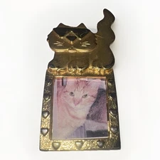 Goldtone JJ Jonette Jewelry Meow Cat Kitten Mini Photo Picture Frame PIN Brooch