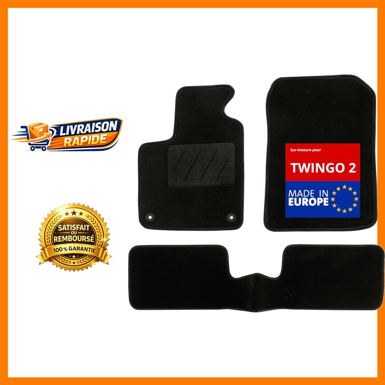 Tapis de Sol Voiture Sur Mesure Autogrip Antidérapant pour Twingo 2