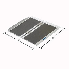 2' L Silver Spring Aluminum Single-Fold Grit-Coat Wheelchair Ramp - 600 lb.