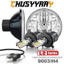 Pair 7" inch Round LED Headlights Hi/Lo Sealed Beam Fit for Chevy C10 C2...