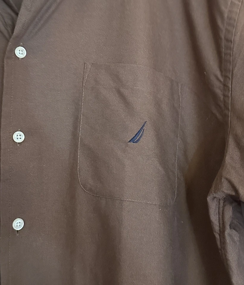 Nautica Mens Vintage Oxford Dress Shirt Sz 17 34/35 Button Down Long Sleeve 3XL - Image 3 of 4