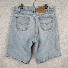 Vintage 90s Levi Levi s 550 Denim Shorts Size 33 Men Light Blue Orange Tab 10
