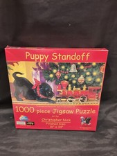NEW A 1000 PIECE JIGSAW PUZZLE BY SUNSOUT - PUPPY STANDOFF