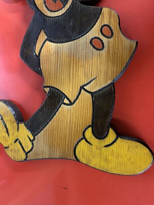 Vintage Rare Wooden Painted Mickey Mouse Wall Art, | eBay