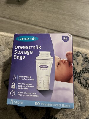 Lansinoh Breastmilk Storage Bags, Breastfeeding Moms Pump Directly into Bag 50ct
