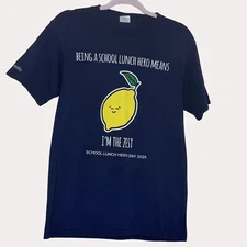 Port & Company Graphic T Shirt Top Lunch Lady Food Service Navy S