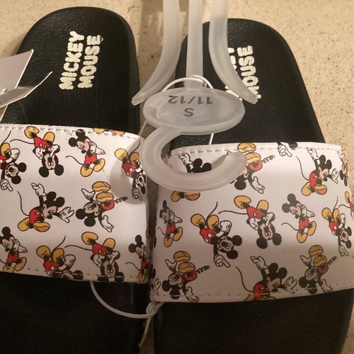 Kid’s Sandals Disney Mickey Mouse Size 11 /12 White/ Black Slides Slip-ons - Picture 6 of 6