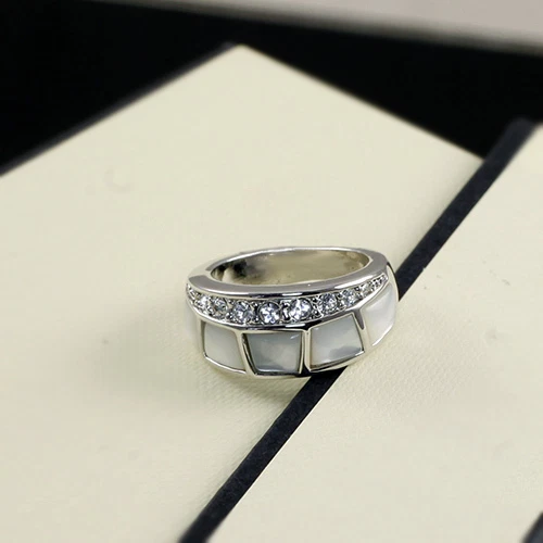 White Gold gp lab Diamond Shell Anniversary Party Fashion Wide Ring Sz 7 - Image 3 of 3