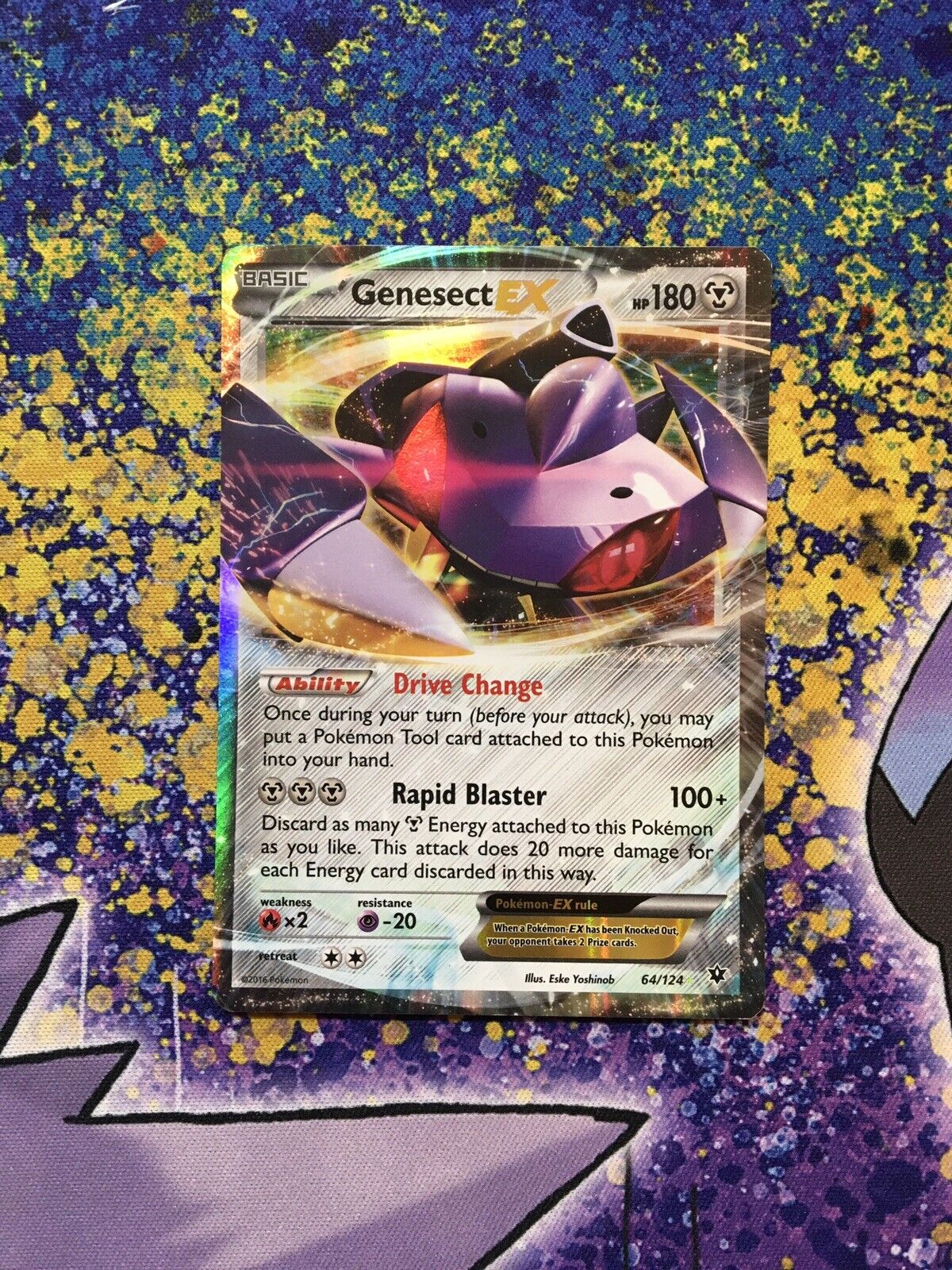 SHIPS SAME DAY Pokemon Card NM/M Genesect EX 64/124 Holo Full Art Metal Type