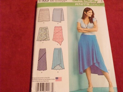   SIMPLICITY #1163 - LADIES 6 STYLE HIGH-LOW - TUXEDO BACK SKIRT PATTERN 4-12FF