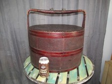 Old Antique Primitive Two Tiered Hand Woven Chinese Wedding Basket Extra Large