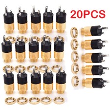 20Pack Gold Plated 3.5mm Stereo Female Audio Jack Connector Panel Mount