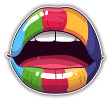Rainbow Lips Car Bumper Sticker Decal