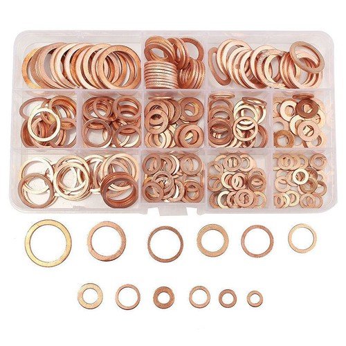 280x Car Drain Bolt Crush Washers Copper Oil Plug Gasket Seal Rings Assorted Set - Picture 7 of 9
