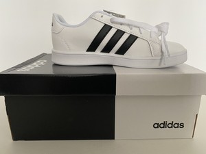 Adidas Grand Court K Size 2 Black \u0026 White Brand New!!! Tennis Shoe Footware  | eBay