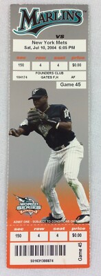 MLB 2004 07/10 New York Mets at Florida Marlins Full Ticket-Brad Penny WP