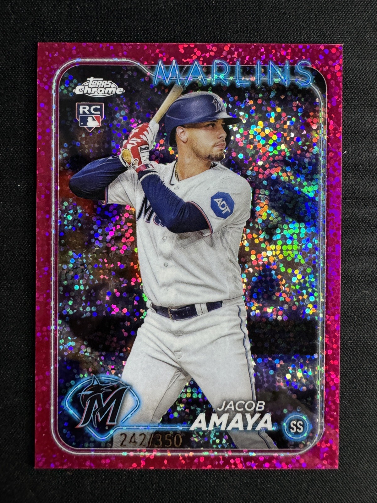 2024 Topps Chrome #92 Jacob Amaya RC Magenta Speckle 242/350 Miami Marlins