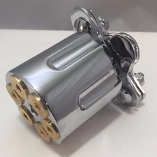 Chrome Steering Wheel Spinner / Suicide Knob 44 Mag Gun Revolver