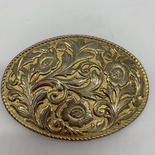 Western Belt Buckle Mens Oval Floral 