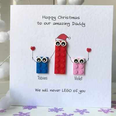 Personalised family Christmas card with LEGO ® for Mum Mummy