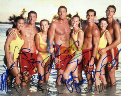 BAYWATCH HAWAII SIGNED 8X10 PHOTO X8 DAVID HASSELHOFF BROOKE BURNS JASON MAMOA r