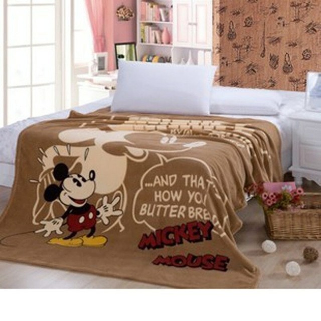 Super Soft Flannel/Fleece Mickey Mouse Plush Bed Blanket Baby Sleeping