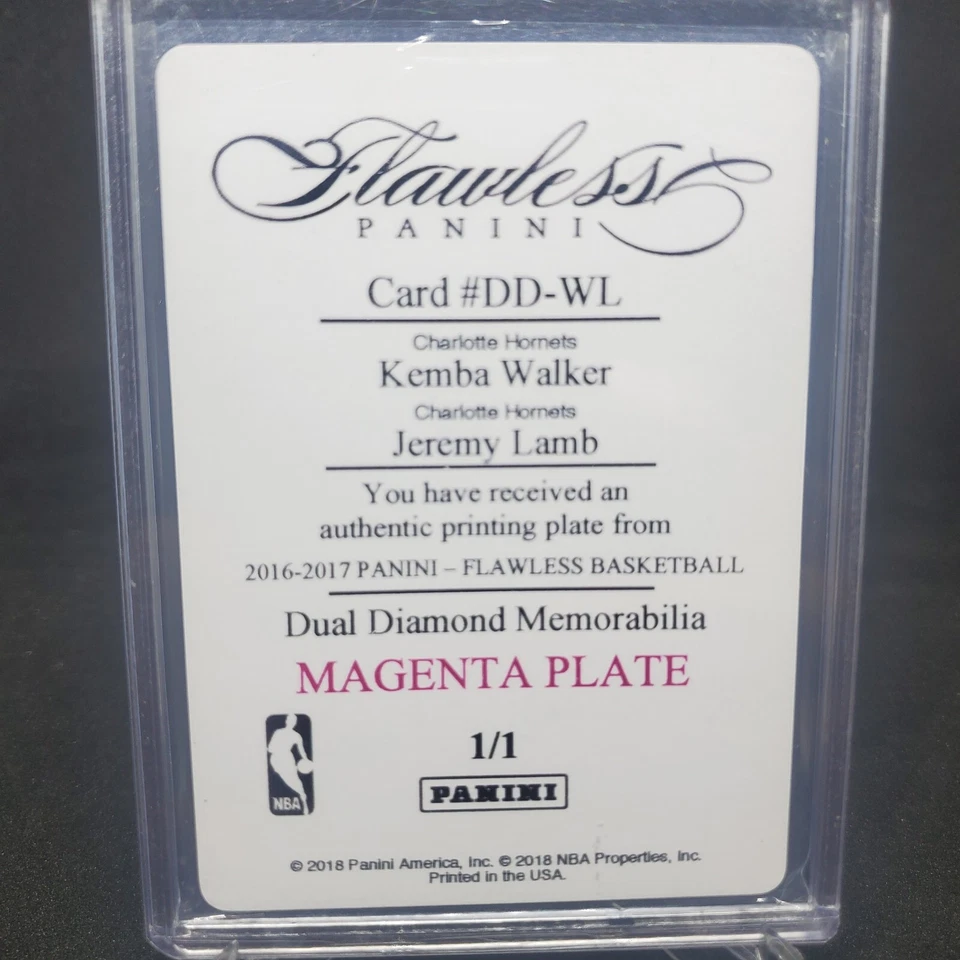 2016-17 Flawless Kemba Walker Jeremy Lamb Printing Plate 1/1 Magenta Hornets - Image 4 of 4