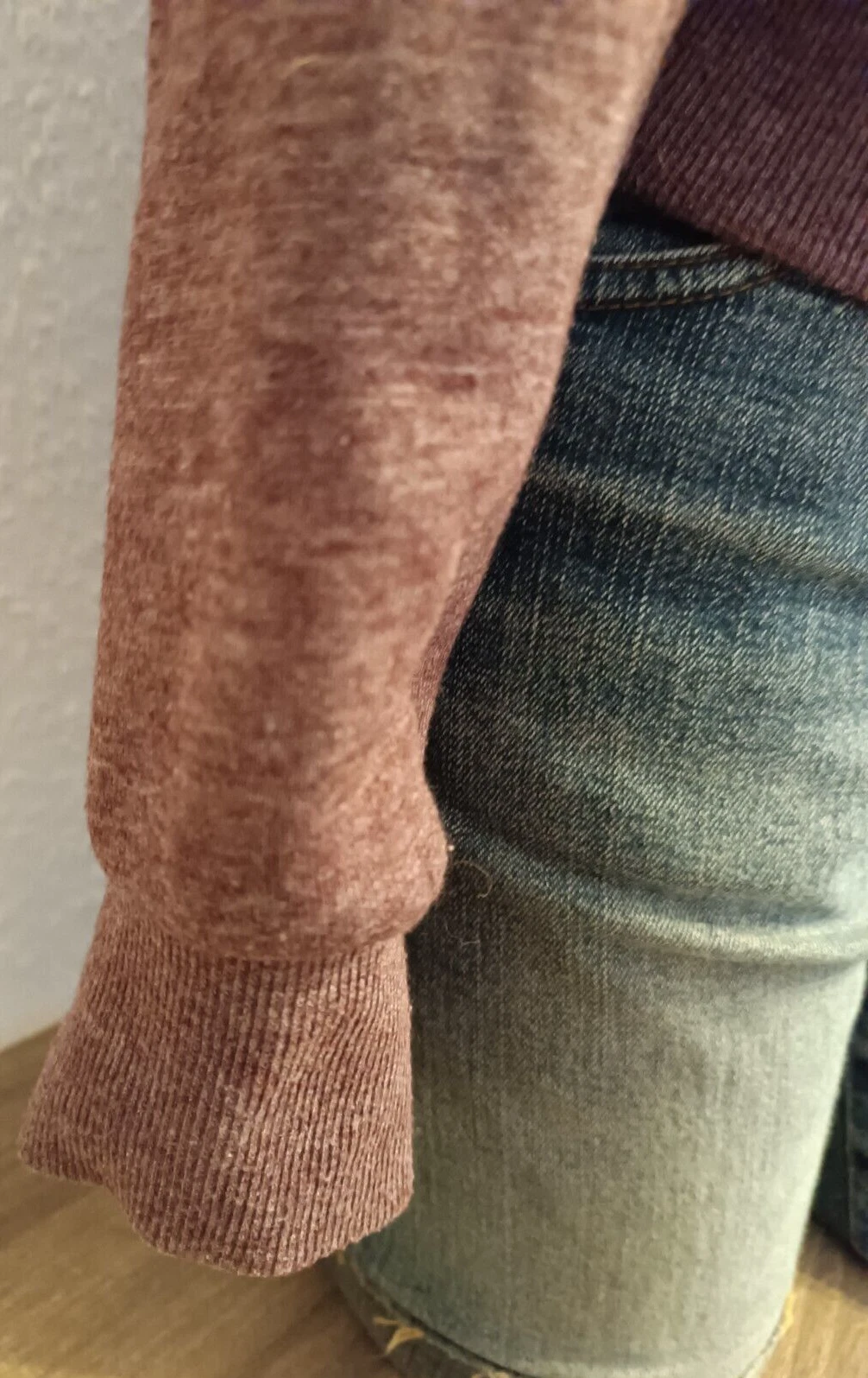 SACAI * Felpa con cappuccio Jean Pascale taglia XS 34 TOP canguro borsa melanzana