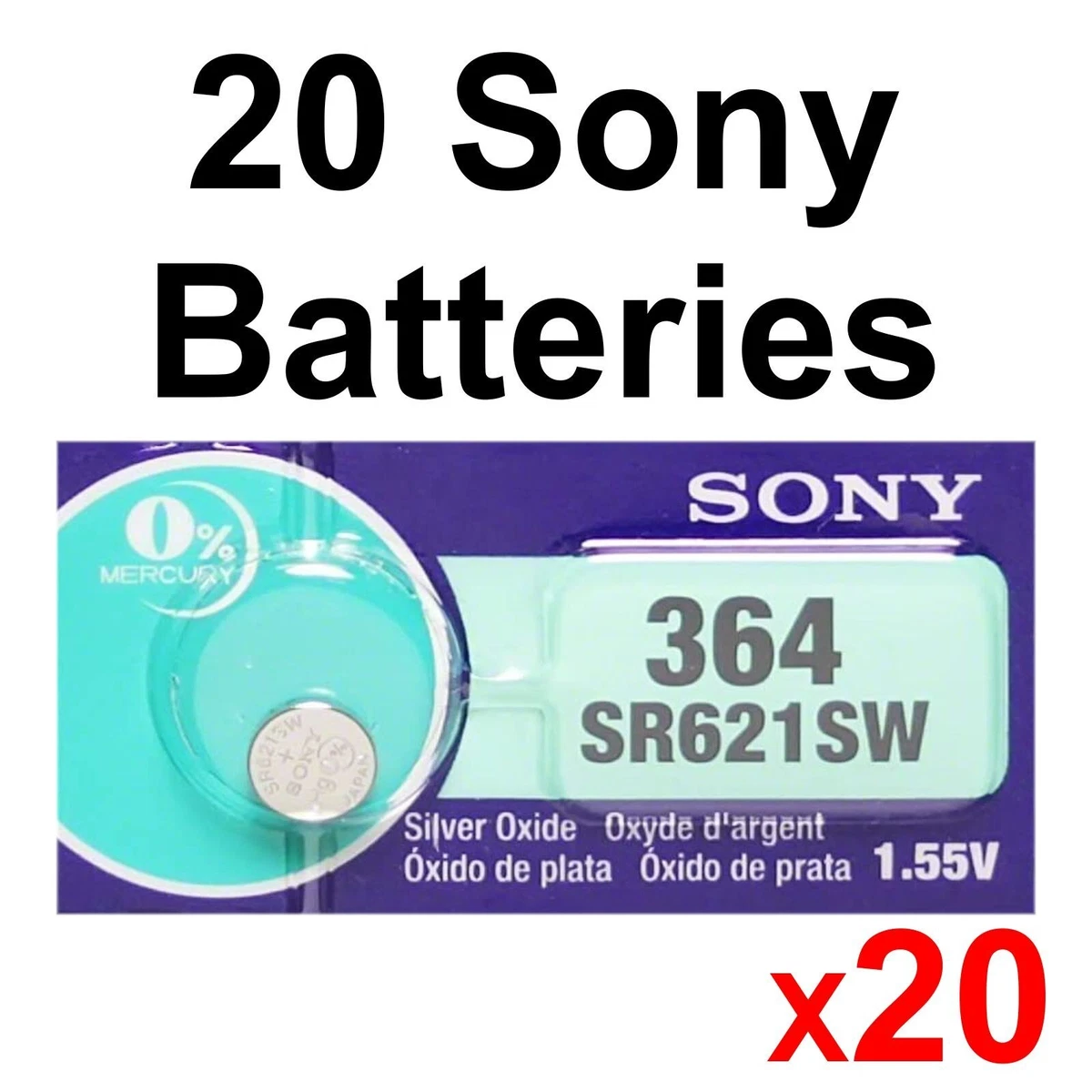 20 NEW SONY 364 SR621SW SR621 V364 LR621 SR60 Watch Battery