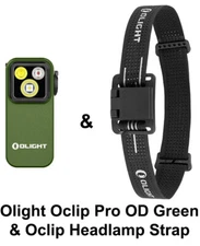 Olight Oclip Pro OD Green Clip on Flashlight & Oclip Headlamp Strap