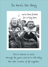 RSVP Two Lauging Women on Roller Coaster Ride Feminine Birthday Card for Friend
