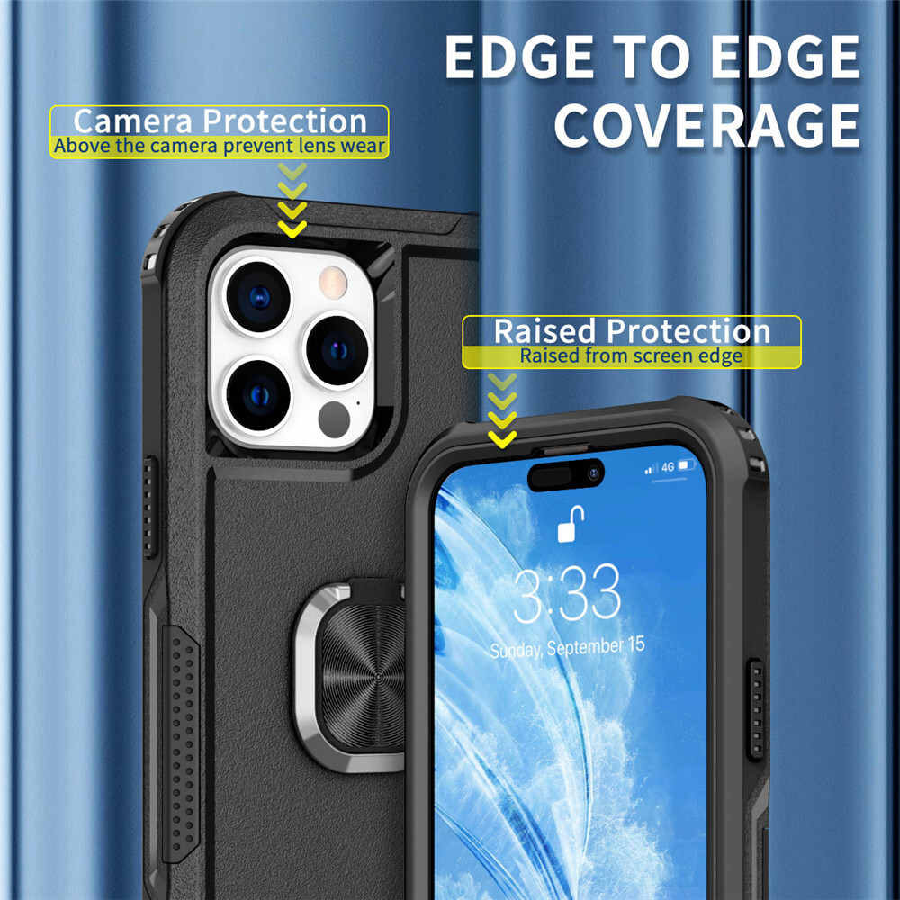 IPhone Rugged Case 3-in-1 Shockproof Phone Case With Ring Stand & Kickstand For IPhone 11-15 Series & X/XS Models Magnetic Ring Holder Case For IPhone IPhone Rugged Case 3-in-1 Shockproof Phone Case With Ring Stand & Kickstand For IPhone 11-15 Series & X/XS Models Magnetic Ring Holder Case For IPhone