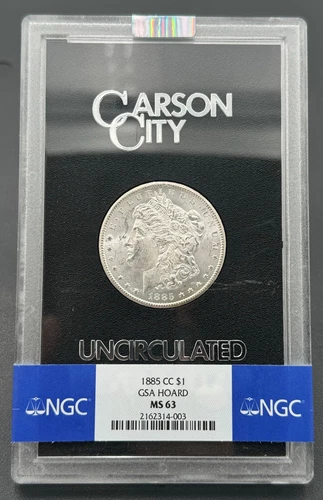 1885-CC Morgan Silver Dollar GSA Hoard NGC MS-63, High Grade Coin