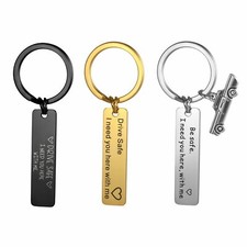 3PCS BE SAFE I NEED YOU HERE WITH ME Stainless Steel Keychain Key Ring Boyfriend