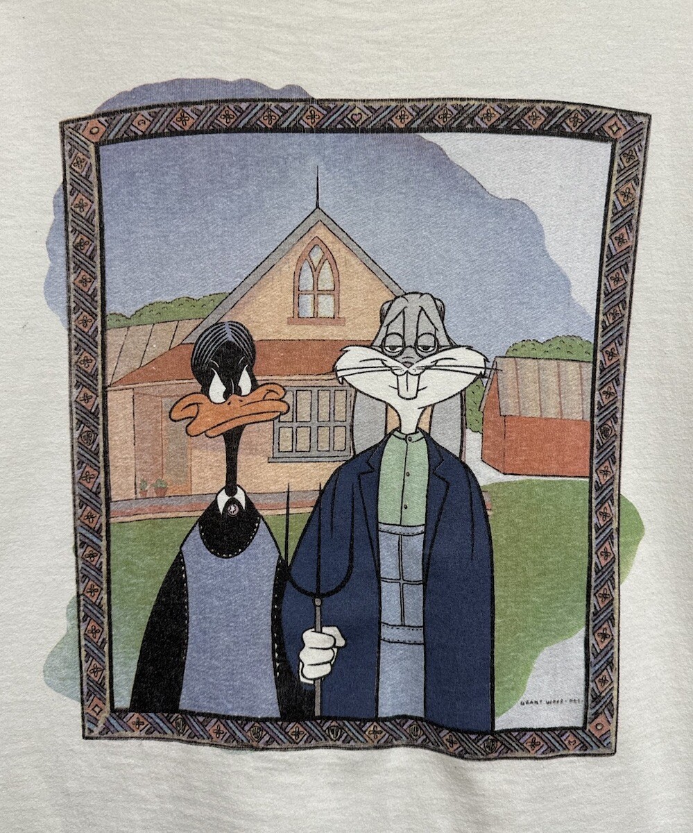 Vtg 90's Looney Tunes American Gothic Parody T Shirt Large