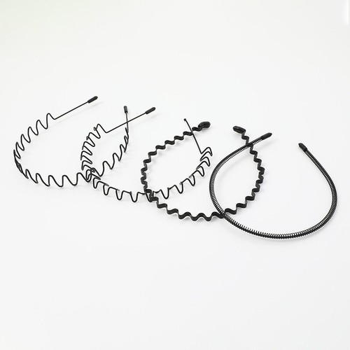 Black Non Slip Unisex Spiral Wave Headband Men Sports Hair Band